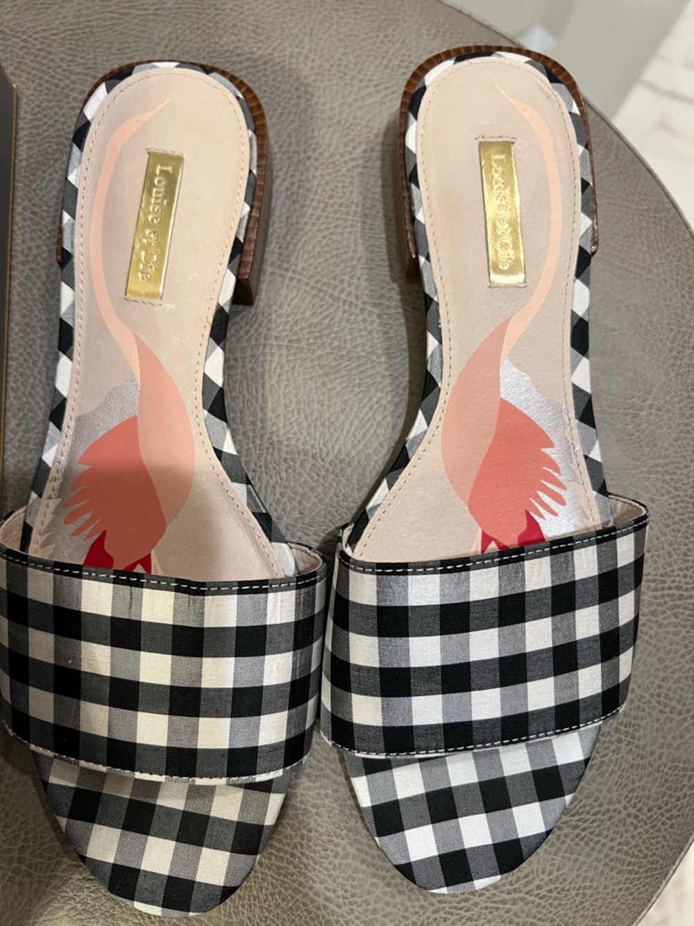 Louise et Cie Black & White Gingham Slide Mules - Picture 2 of 4